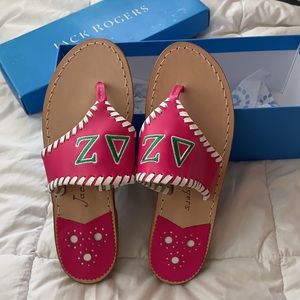 Jack Rogers Delta Zeta pink sandals 6.5